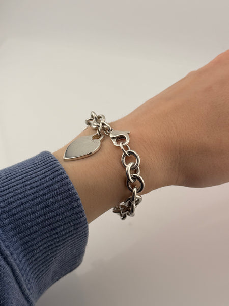 RESERVED PRIVATE LISTING -- sterling silver Tiffany heart tag link bracelet