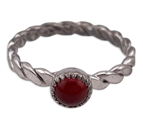 size 5.75 sterling silver carnelian twisted band ring
