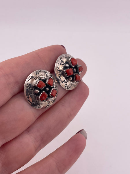 sterling silver coral stamped post earrings ***Non-Sterling Posts***