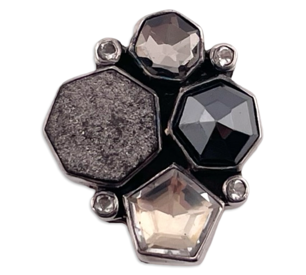 sterling silver Lori Bonn quartz hematite druzy pendant