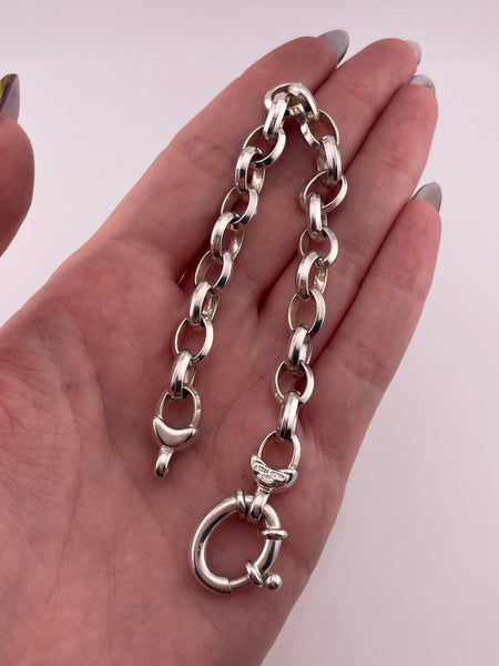 sterling silver 7 7/8" Milor chunky over-sized clasp chain link bracelet