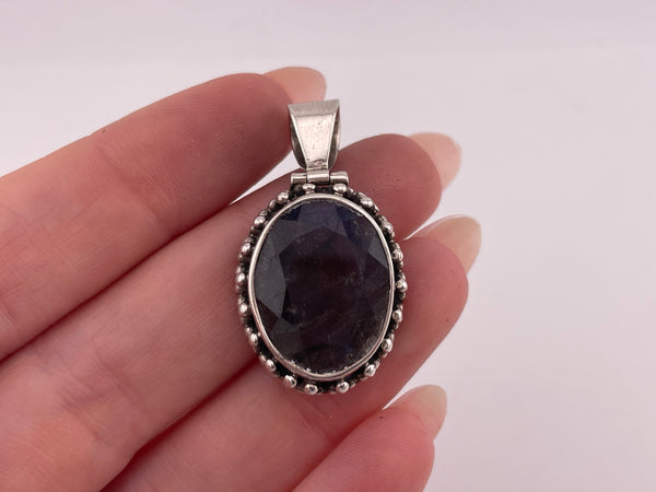 sterling silver faceted labradorite pendant