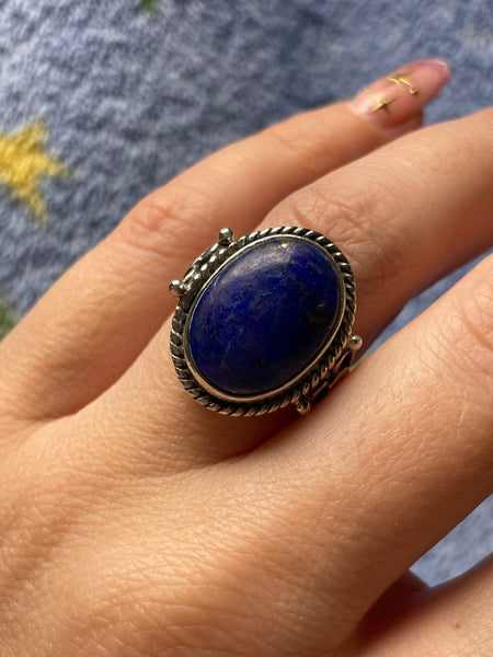 size 6.75 sterling silver lapis ring