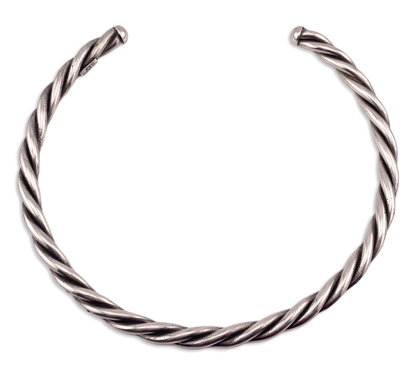 sterling silver Mexican twist structured collar necklace