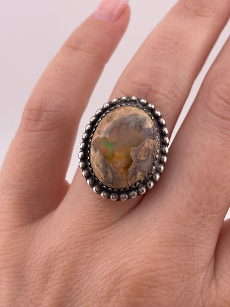 size 7 sterling silver Mexican opal ring