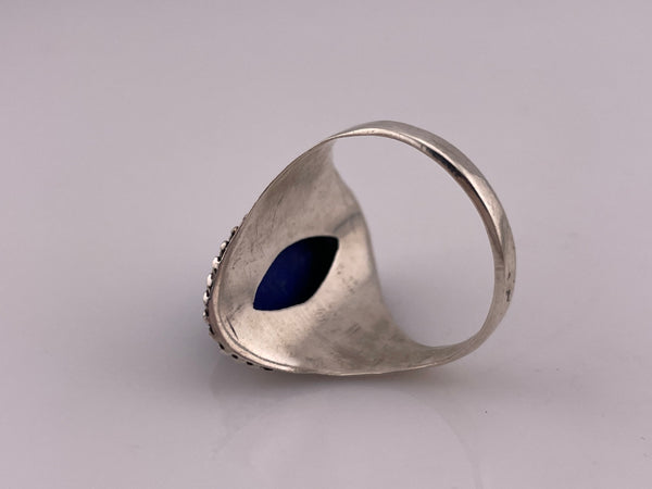 size 13.5 sterling silver marquis shape lapis ring