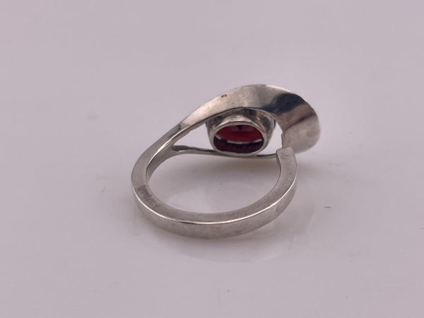 size 7.5 sterling silver faceted garnet open band ring
