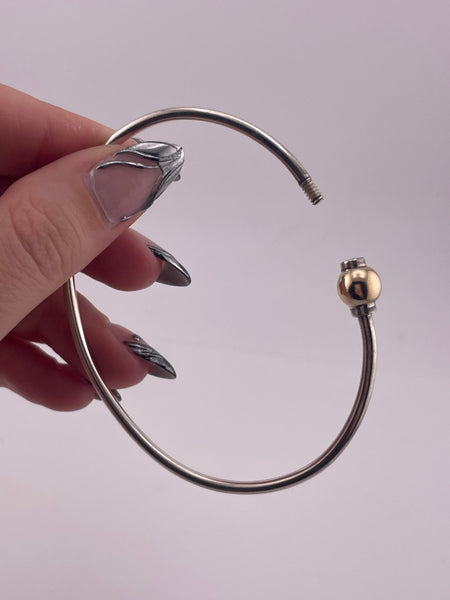 sterling silver 6-7/8" Cape Cod style 14k gold bangle bracelet