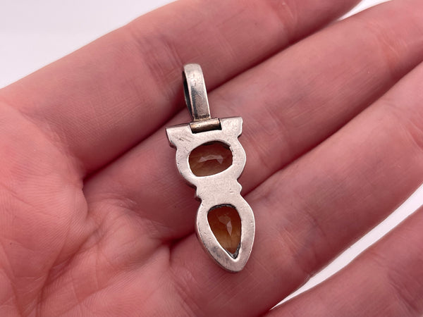 sterling silver faceted citrine & gemstone pendant
