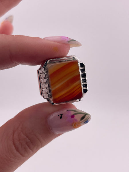 size 8 sterling silver rhodium plated Clark and Coombs ring