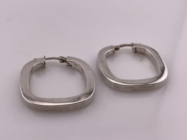 sterling silver 1 1/4" rounded square hoop earrings