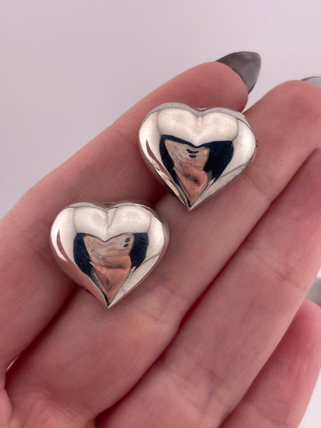 sterling silver puffy heart post earrings
