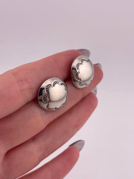 sterling silver stoneless stamped dome post earrings