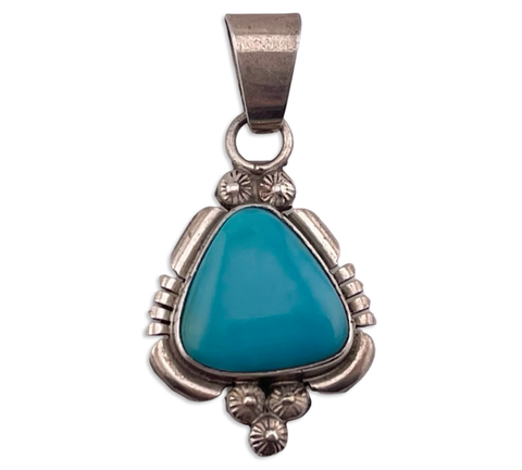 sterling silver artist signed turquoise pendant