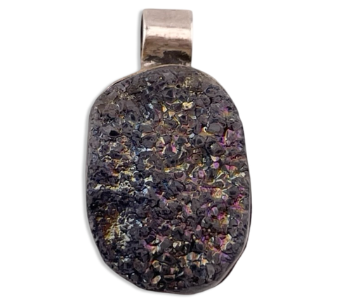 sterling silver druzy pendant