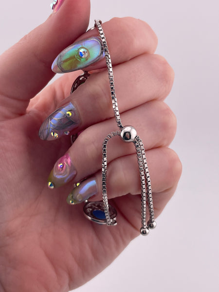 sterling silver colorful cabochon adjustable link bracelet
