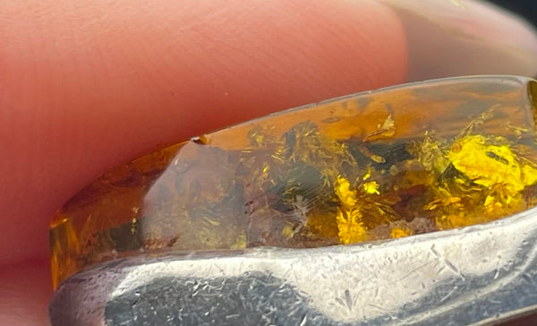 sterling silver amber triangle pendant