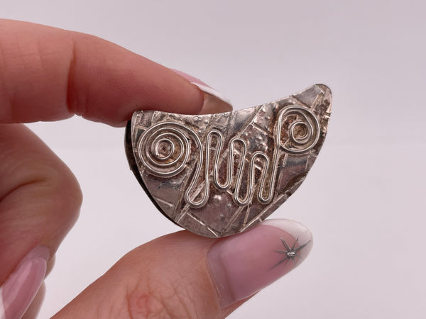sterling silver double sided artisan textured pendant