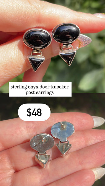 RESERVED PRIVATE LISTING -- sterling silver onyx post earrings A1