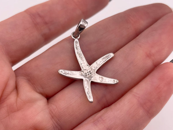 sterling silver synthetic opal starfish pendant