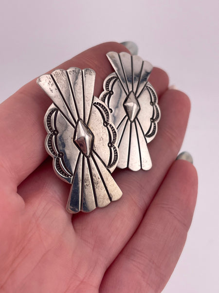 sterling silver Navajo Larry Sandoval concho clip on earrings