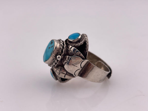 size 8.75 adjustable sterling silver turquoise poison ring