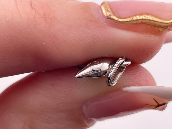 14k white gold puffy dolphin pendant