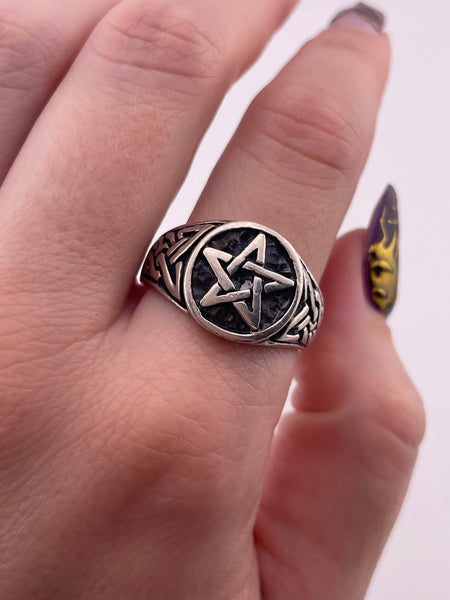 size 11.5 sterling silver pentacle pentagram star ring
