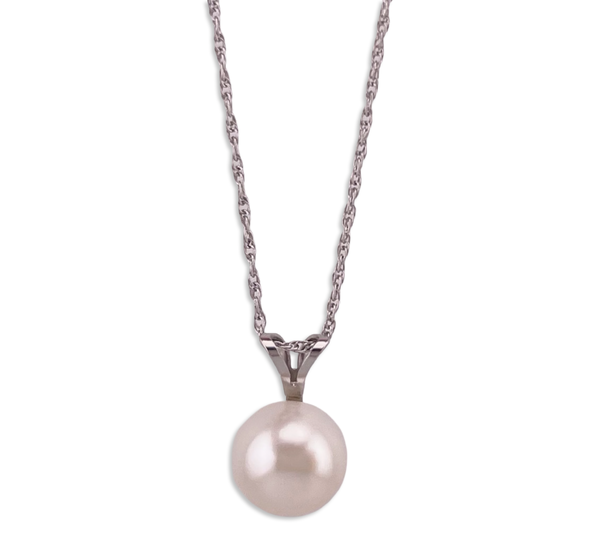 sterling silver 18" synthetic pearl necklace
