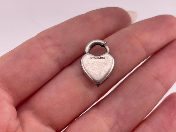 sterling silver heart padlock clasp pendant