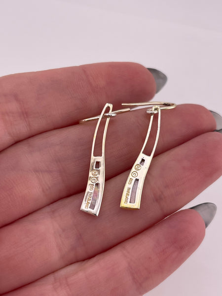 sterling silver mother of pearl hook dangle earrings