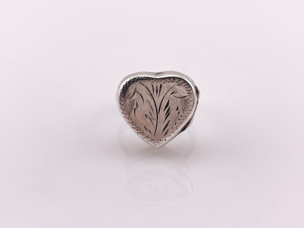 size 5.25 sterling silver etched heart locket ring