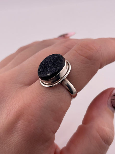 size 8 sterling silver druzy doublet ring