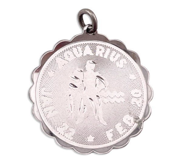 sterling silver rhodium plated Aquarius the Water bearer zodiac pendant