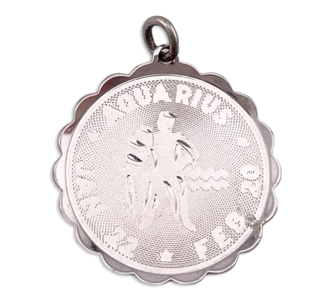 sterling silver rhodium plated Aquarius the Water bearer zodiac pendant