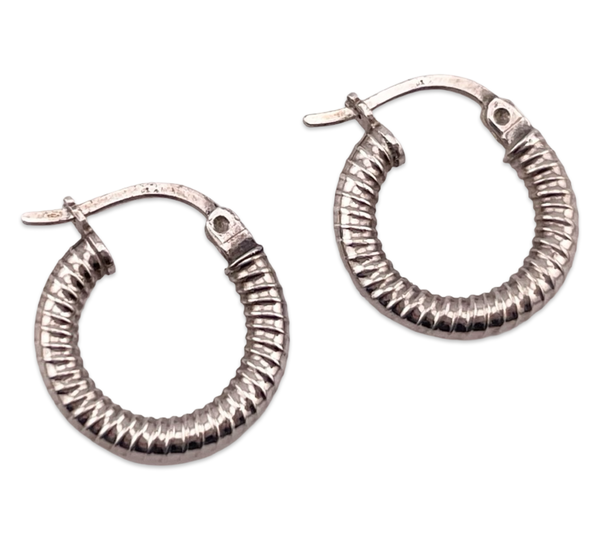 sterling silver 5/8" textured tube hoop earrings