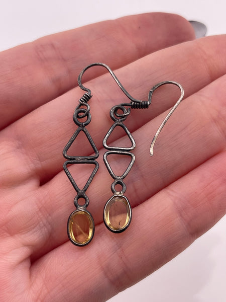 sterling silver citrine hook dangle earrings