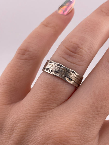 size 6.75 sterling silver old textured band ring