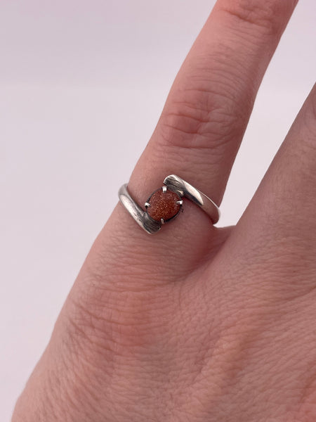 size 5 sterling silver goldstone ring