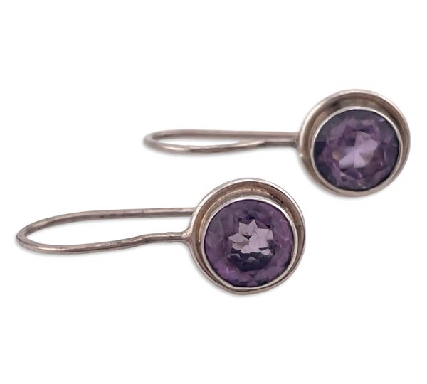 sterling silver Sajen faceted amethyst hook earrings