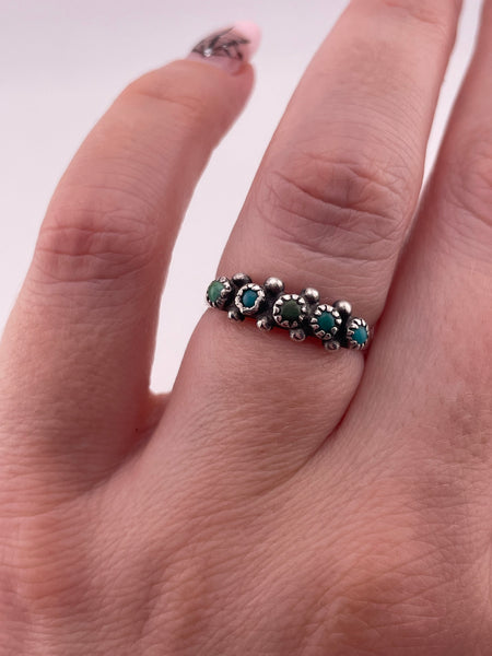 size 6.5 sterling silver turquoise snake eye row ring