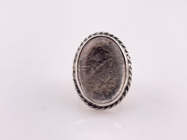 size 4.75 sterling silver rutilated quartz ring