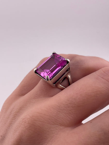 size 6.25 sterling silver faceted lab ruby ring