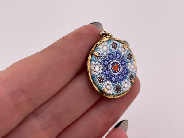 sterling silver gold plated Millifiori glass pendant