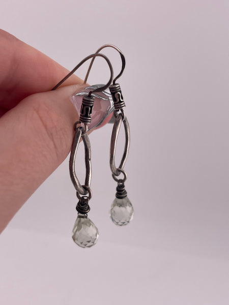sterling silver faceted quartz hook dangle earrings