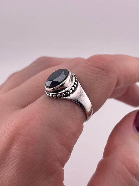 size 8.25 sterling silver faceted hematite ring