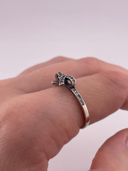 size 9.25 sterling silver rhinestone bow ring