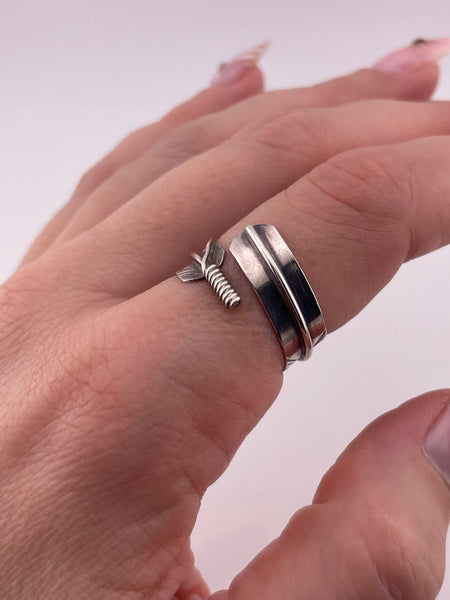 size 8.75 sterling silver feather bypass ring
