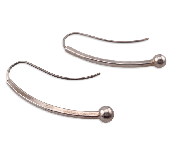 sterling silver stoneless ball hook threader dangle earrings
