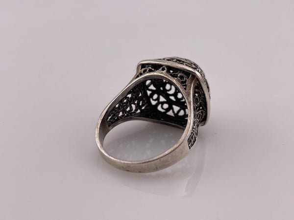 size 11.25 sterling silver stoneless filigree design ring